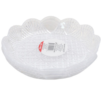 DISH CLEAR ROUND 3PK 6-1/4IN GLASS-LOOK IN CASE CUT CARTON PDQ