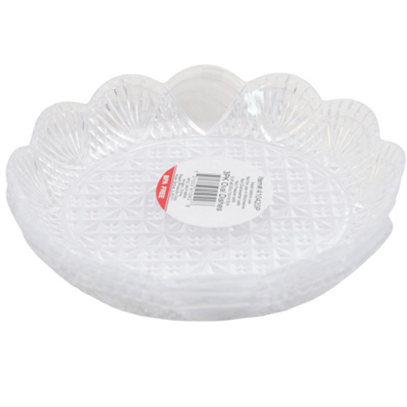 DISH CLEAR ROUND 3PK 6-1/4IN GLASS-LOOK IN CASE CUT CARTON PDQ