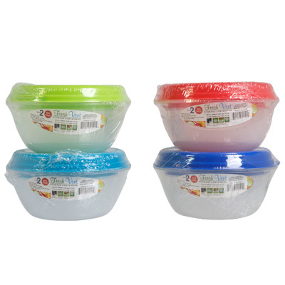 FOOD STORAGE SET/2 17.7 OZ AND 30.4 OZ ROUND FRESH VENT 4 COLOR LIDS IN PDQ #5313-2