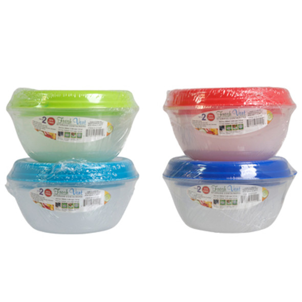 FOOD STORAGE SET/2 17.7 OZ AND 30.4 OZ ROUND FRESH VENT 4 COLOR LIDS IN PDQ #5313-2