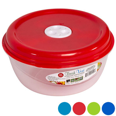 FOOD STORAGE CONTAINER 87.9 OZ2.7 QT ROUND FRESH VENT4 COLOR LIDS IN PDQ #5315