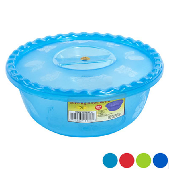 BOWL 57 OZ SCALLOPED EDGE/COVER W/FRUIT DESIGN 4 COLORS 100G #CURVE BOWL