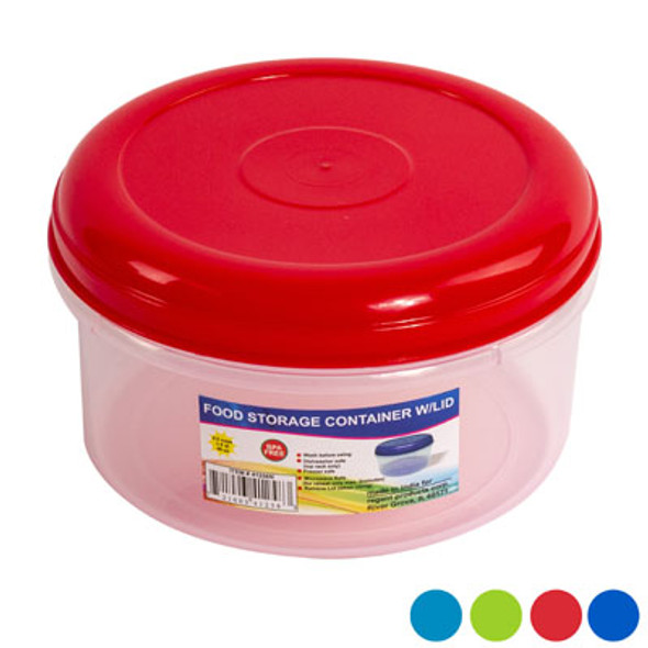 FOOD STORAGE CONT 52 OZ/6.5 CUPS 4 COLOR LIDS WITH CLEAR BOTTOM