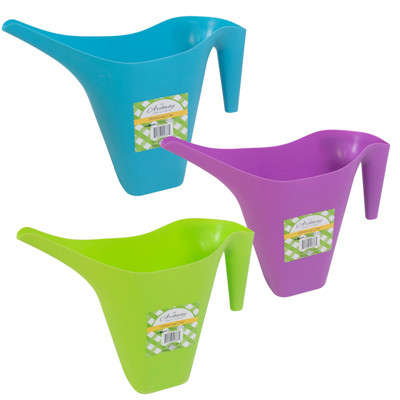 WATERING CAN PLASTIC 64OZ/135WT/ 3 COLORS/ UPC LABEL-MAX 57OZ TO AVOID SPILLING