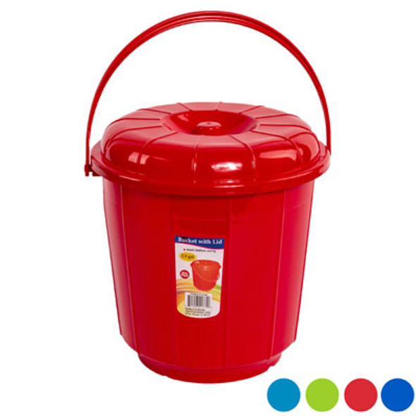 BUCKET W/LID & HANDLE 2.9 GAL 10.5D X 11.5H - 4 COLORS #ECO 511
