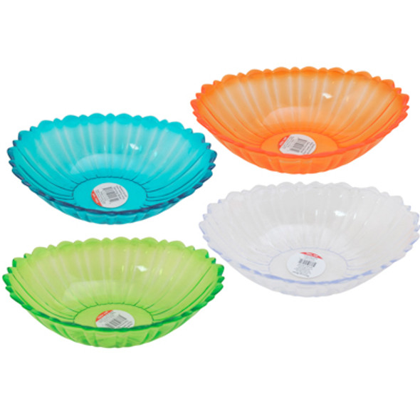SERVING BOWL W/ SCALLOPED EDGE OVAL 4 CLRS /WHITE CASE CUT CARTON