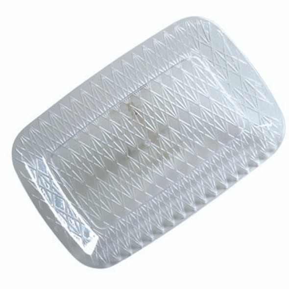 SERVING TRAY RECTANGULAR CLEAR 16L X 10.5W IN WHITE CASE CUT CARTON/LABEL SERVING TRAY RECTANGULAR CLEAR 16L X 10.5W IN WHITE CASE CUT CARTON/LABEL