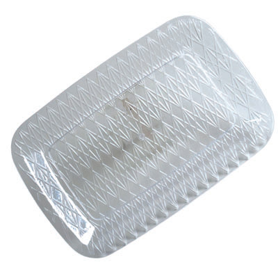 SERVING TRAY RECTANGULAR CLEAR 16L X 10.5W IN WHITE CASE CUT CARTON/LABEL