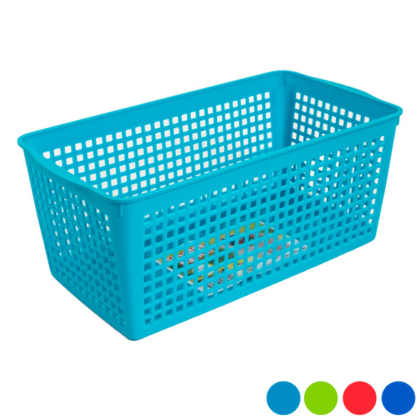 STORAGE BASKET RECTANGULAR SLOTTED 4 COLORS IN PDQ 11.81 X 6.10 X 4.92 #GLORY 101