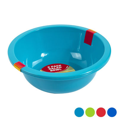 BOWL 2PK 60-OZ 9IN DIA PLASTIC 4 ASSORTED COLORS COUNTER DISPLAY