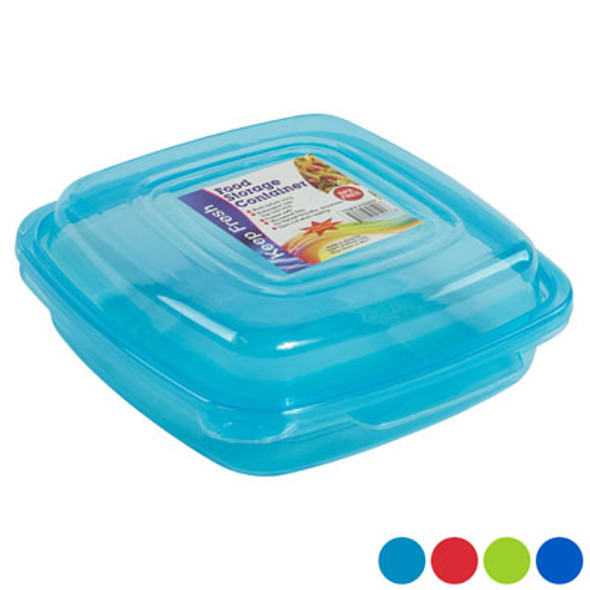 FOOD STORAGE CONTAINER W/HINGED 3LID 38 OZ 4 ASST COLORS IN PDQ