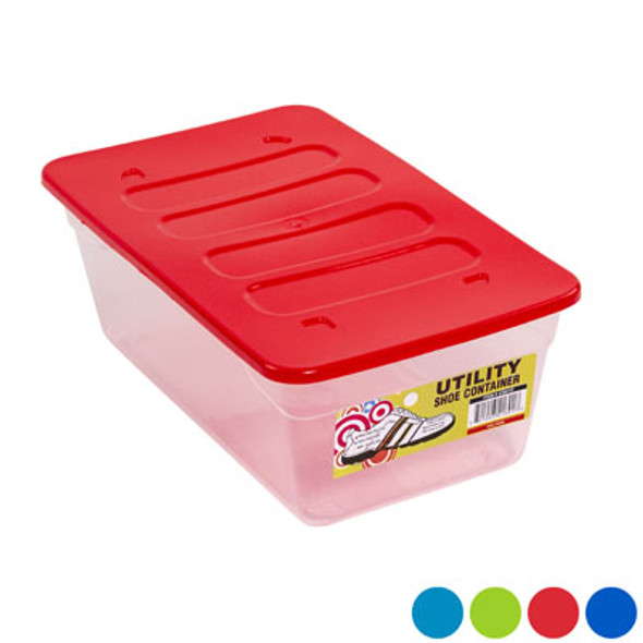 SHOE BOX 13 X 7.75 X 4.5 6 QT CLEAR BOTTOM/4 COLOR LIDS IN PDQ #PRIME SHOE BOX