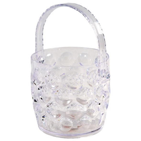 ICE BUCKET CLEAR WITH FOLDING HANDLE 42 OZ CRYSTAL LOOK BUBBLE DESIGN/CASE CUT CARTON W/LABEL