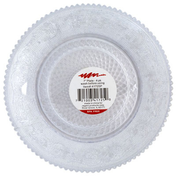 PLATE 4PK 7IN CLEAR CRYSTAL STYLE COUNTER DISPLAY