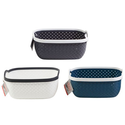 STORAGE BASKET RECT W/HANDLE 8.7 X 6 X 4.1IN 3AST COLORS