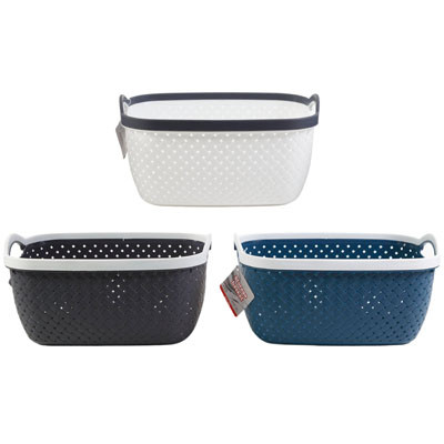STORAGE BASKET RECT W/HANDLE 10.2 X 7.3 X 5.3IN 3AST COLORS