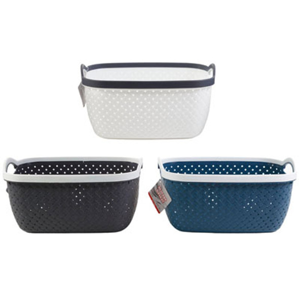 STORAGE BASKET RECT W/HANDLE 10.2 X 7.3 X 5.3IN 3AST COLORS