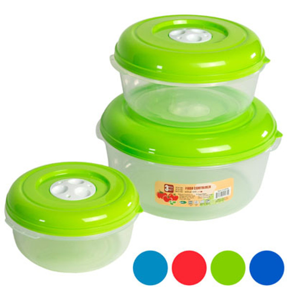 FOOD STORAGE CONTAINER 3PC SET VENTED 4 CUP,7 CUP,13 CUP VENT OMEGA 21303