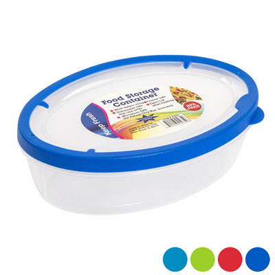 FOOD STORAGE CONTAINER OVAL RUBBER RIM ON LID 800ML
