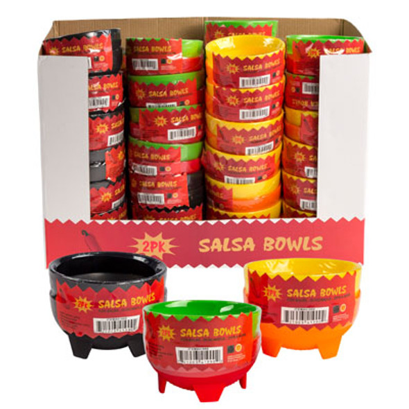 SALSA BOWL 48PC 2PK PLASTIC YELLOW, ORANGE & GREEN/RED & BLACK COUNTER DISPLAY *NO AMAZON SALES*