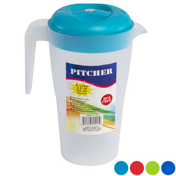 PITCHER 2 QT 64 OZ 4 ASSORTED COLORS #ICY JUG 5722 PITCHER 2 QT 64 OZ 4 ASSORTED COLORS #ICY JUG 5722