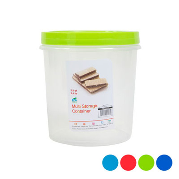 STORAGE CONTAINER 2.5 QT 2.4L SCREW TOP 4 COLOR LIDS CLEAR BOTTOM #CRYSTAL 5 - 14751