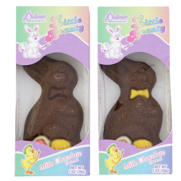 EASTER CANDY LITTLE BEAUTY CHOCO DECORATED BUNNY 1-OZ BOXED/PDQIN WINDOW BOX