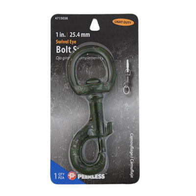 BOLT SNAP SWIVEL EYE CAMO PEERLESS CARDED