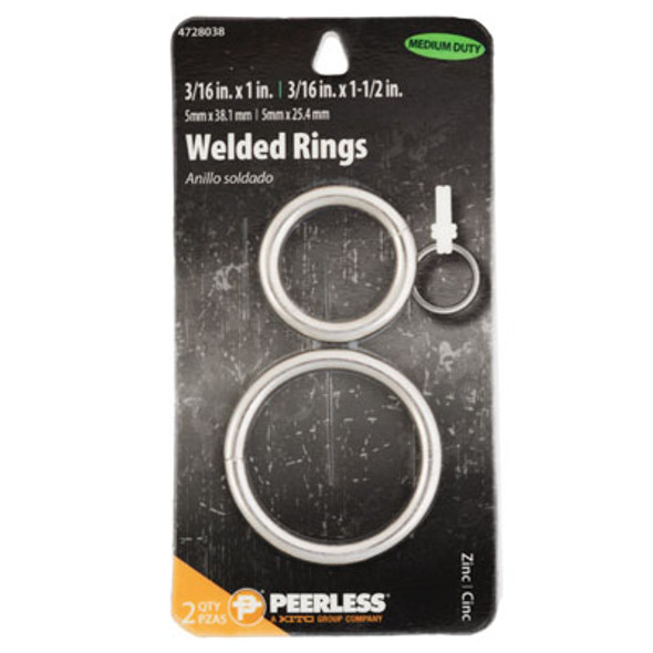 WELDED RINGS 2PK ZINC PEERLESS CARDED WELDED RINGS 2PK ZINC PEERLESS CARDED