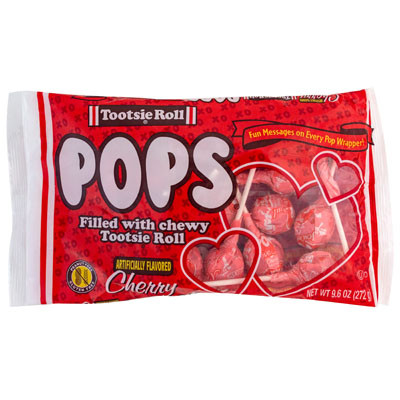 VALENTINE CANDY TOOTSIE POP BAG 9.6 OZ IN PDQ