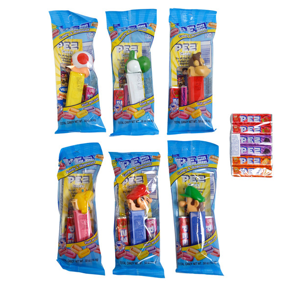 PEZ NINTENDO 6 MARIO CHARACTER DISPENSERS 84 DISP 24 - 6PK CANDY IN FLOOR DISPLAY