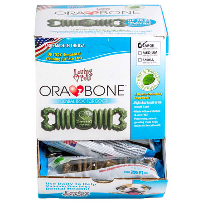 DOG TREATS DENTAL ORAL BONE 2.3 OZ FOR LARGE DOGS MINT & PARSLEY COUNTER DISPLAY MADE IN USA