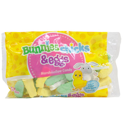 SPANGLER MARSHMALLOW BUNNIES CHICKS 9 EGGS 10 OZ PILLOW BAG COUNTER DISPLAY