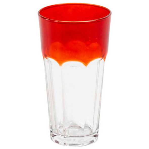 DRINKWARE 13OZ TRANSPARENT REDTOP OCTA BASE GLASS