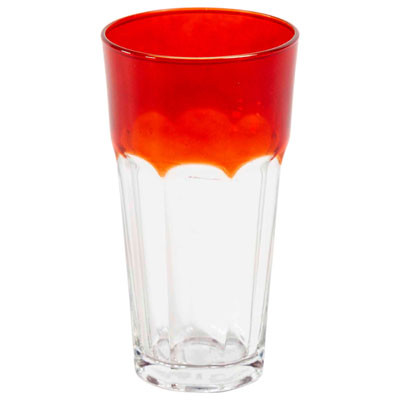 DRINKWARE 13OZ TRANSPARENT REDTOP OCTA BASE GLASS