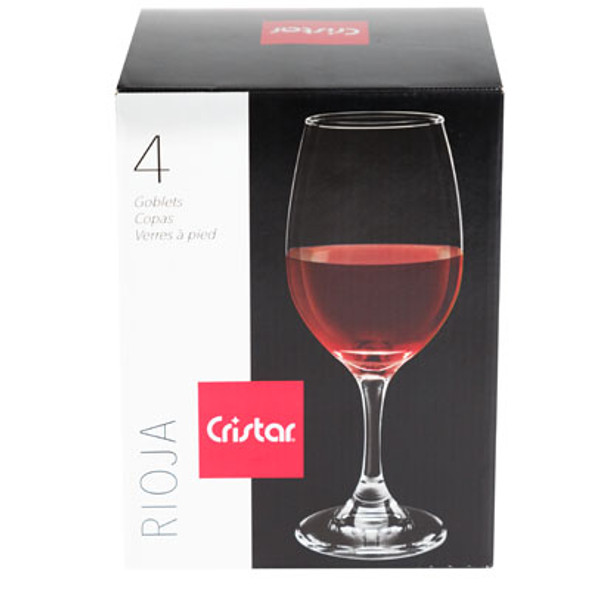DRINKWARE 4PC SET 13OZ RED WINE STEM CLEAR LITHO BOXED RIOJA