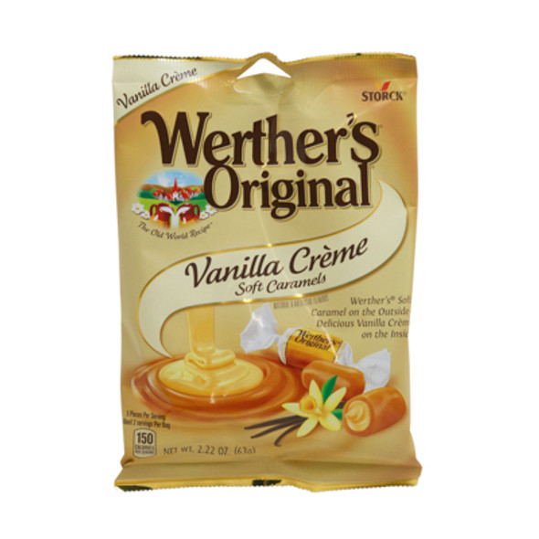 WERTHER'S ORIGINAL VANILLA CREME SOFT CARAMELS 2.22 OZ PEG BAG