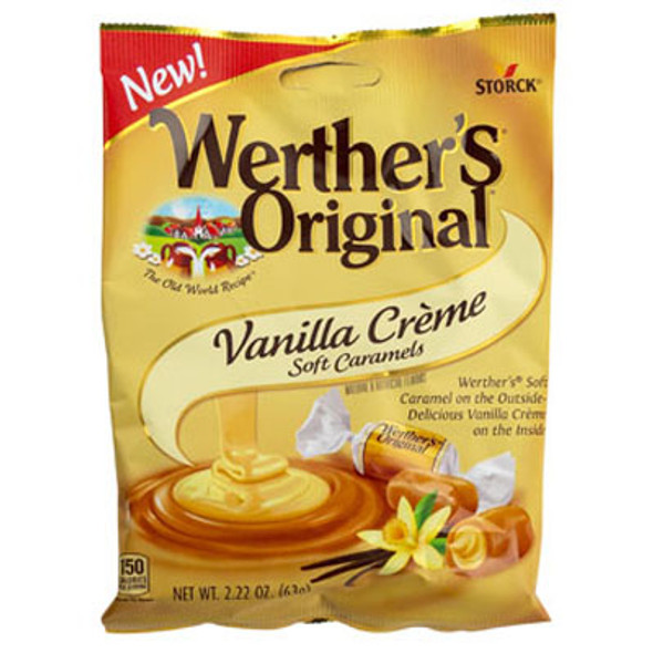 WERTHER'S ORIGINAL VANILLA CREME SOFT CARAMELS 2.22 OZ PEG BAG