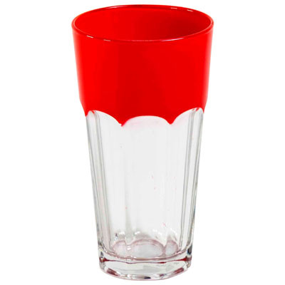 DRINKWARE 13OZ OPAQUE RED TOP OCTA BASE GLASS