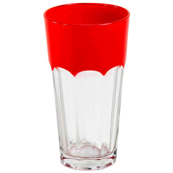 DRINKWARE 13OZ OPAQUE RED TOP OCTA BASE GLASS