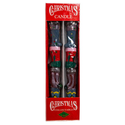 CHRISTMAS CANDLES STOCKING PILE-ON 2PK