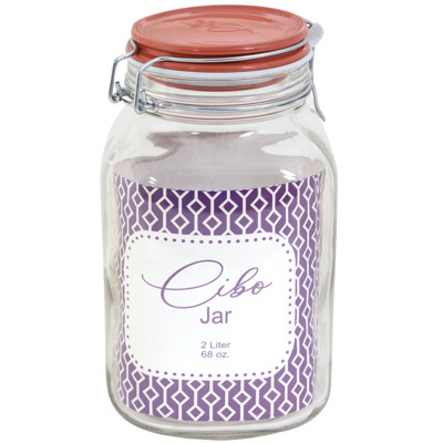 CANISTER 2 LITER RED GRAPEFRUIT LID HERMETIC SEAL HINGED GLASS