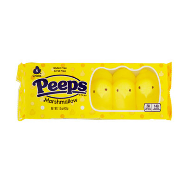 EASTER CANDY PEEPS YELLOW MARSHMALLOW CHICKS 5CT  1.5OZ