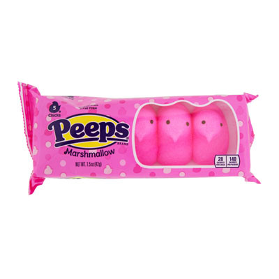 EASTER CANDY PEEPS PINK MARSHMALLOW CHICKS 5CT 1.5 OZ