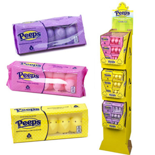 EASTER CANDY PEEPS 5CT MARSHMLW CHICK 3 COLORS FLOOR DISPLAY