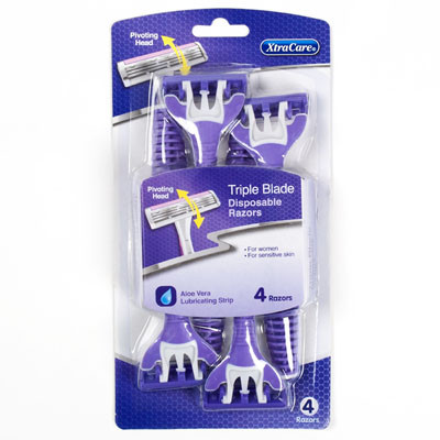 RAZORS 4PK PIVOT HEAD WOMEN STRIPLE BLADE XTRACARE