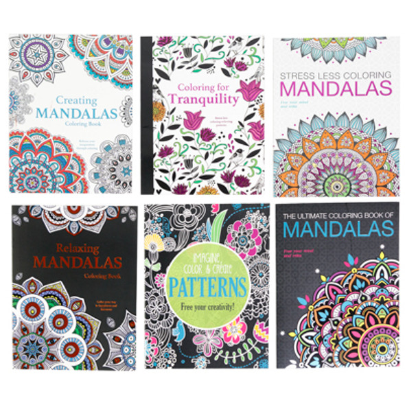 ADULT COLORING MANDALAS 6 ASSTD32 PG FOIL COVER