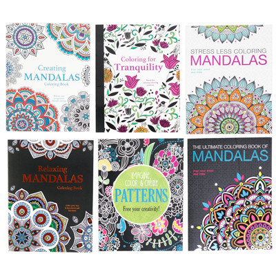 COLORING BOOK ADULT MANDALAS 6 ASSTD 32PG FOIL COVER