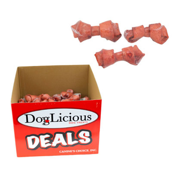 DOG CHEW RAWHIDE KNOTTED BONE4-5 INCH CHICKEN FLAVOR IN PDQ