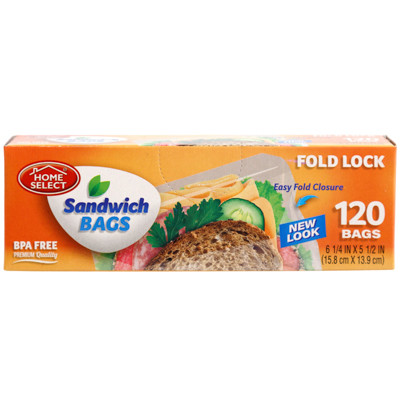 STORAGE BAGS 120CT SANDWICH FOLD LOCK HOME SELECT